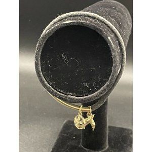 Black Chord Gold Tone Dove & Flower Elastic Stretch Bracelet Circumferance 7 Inc